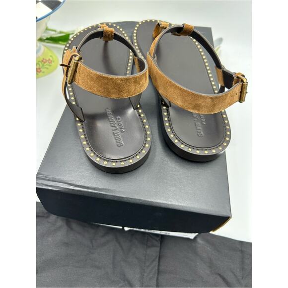 Men\'s Saint Laurent CASSANDRE YSL logo sandals size 43 made in Italy